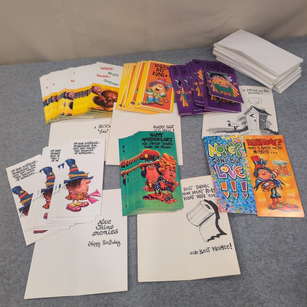 Vintage Style Humorous Greeting Cards Lot 100+ Bulk Variety Birthdays Envelopes - Picture 1 of 5